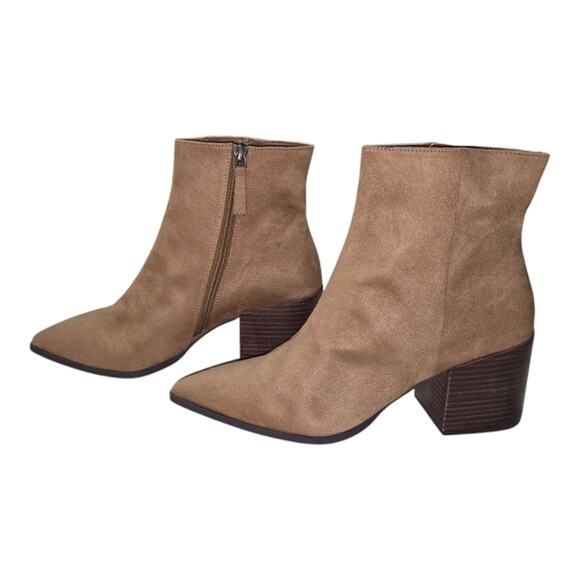 Linea Paolo Women's Sadie Suede Pointed Block Heeled Booties‎ Tan Size 10 M New - Picture 4 of 8